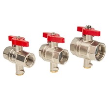 tecuro Kugelhahn mit Messfühleranschluss M10 x 1 mm, IG x IG, MS-vernickelt, Flü