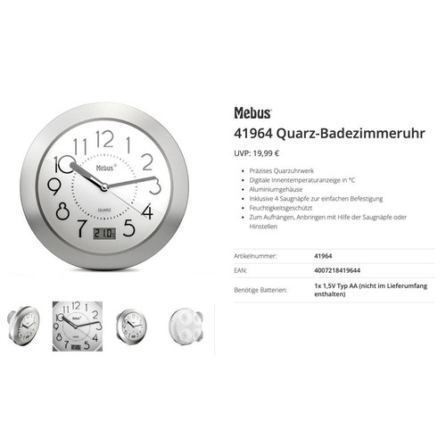 Mebus 41964 quarz wanduhr - mebus,