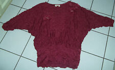 Oberteil Gr. XL XXL 42 44 46 48 Tunika UNIKAT 3D Perlen Rot SPITZE Festshirt