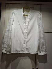 Bluse Weiß Gr. 38 Spitzenärmel Neu Ungetragen Super Zustand.