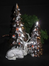 weihnachtsdeko hirsch mit 2 teelicht tannenbäumen