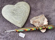 Häkelnadel 3,5 mm Handgemacht Holz Schichtholz bunt gedrechselt