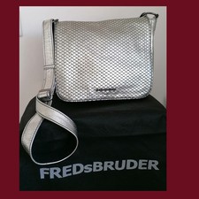 Tasche Freds Bruder Silber Schwarz Leder Handtasche Shoulder Bag Schutzhülle 