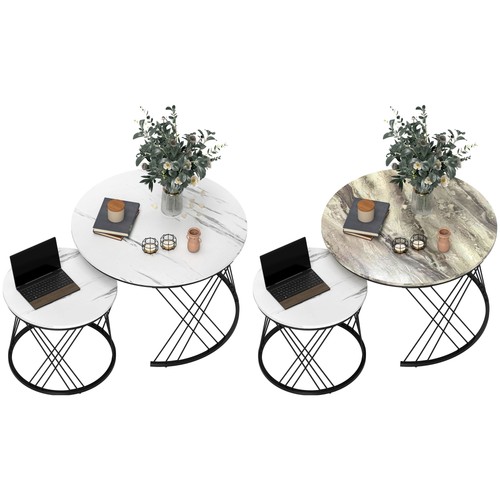 Homcom couchtisch rund 2er - homcom,