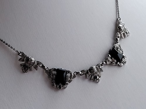 Vintage silber collier mit - vintage, silber-collier