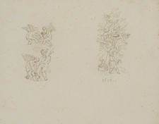 Figurenstudie mit Putten,  1634, Federzeichnung Barock Unbekannt (17.Jhd)