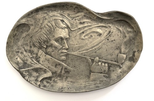 Zinn relief aschenbecher - zinn,