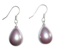 3,2 cm kurze Tropfen Perlen Ohrringe Ohrhänger rose metallic Perle NEU + TOP