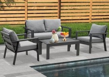 MeXo 4-Sitzer Balkonmöbel Set Alu Gartenmöbel Set Sitzgruppe Lounge Gartenset