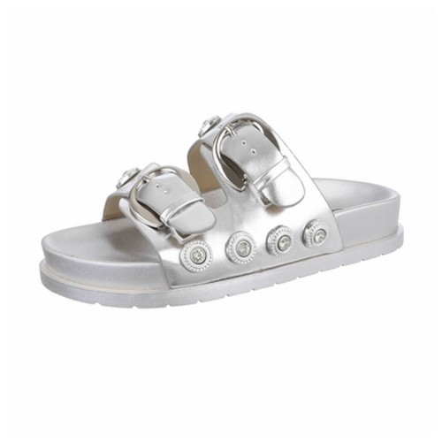 Damen pantoletten silber gr - -,
