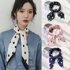 Damen Imitiert Seidenschal Punkte Muster Fein Nähen Quadratisch Band Halstuch