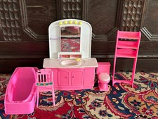 Barbie Badezimmer 1993 Original Mattel Badewanne Toilette Waschtisch Rosa China
