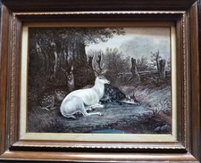 Ölgemälde Grisaille Hirsch