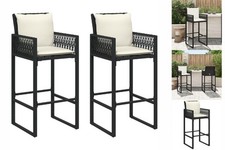 Garten-Barhocker Mit Kissen 2 Stk. Schwarz Polyrattan B-Ware