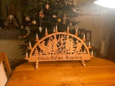 Schwibbogen "Glück auf mei Erzgebirg" - Antik-Handarbeit um 1980