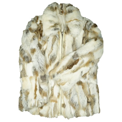 Pelzjacke beige weiß - pelzjacke, l