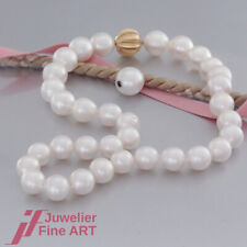 Perlen-Kette - 34 Südsee-Zucht- Perlen + 18K/750 Gelbgold Patent Schließe