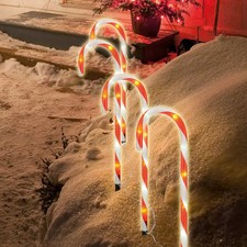 LED Gartenstecker Zuckerstangen Weihnachtsdeko mit 230V Trafo Netzstecker Timer