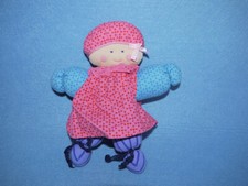 Sigikid Stoffpuppe Puppe Stofftier Vintage Püppchen rosa lila blau bunt
