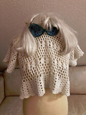 3tlg IBIZA FlowerPower Schlagermove HIPPIE Kostüm Perücke Sonnenbrille Häkel Top