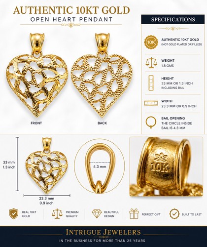 10kt gold nugget hohlherz - 10kt,