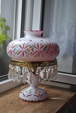 Lampe Tischlampe Kristall Glas Rot-Weiß Böhmen ?