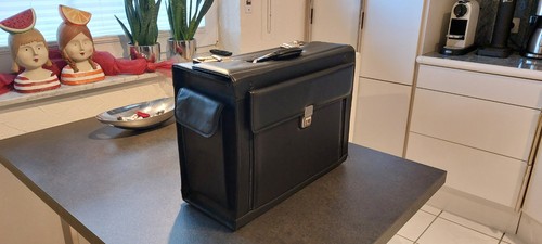 Pilotenkoffer leder schwarz - pilotenkoffer,