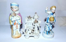 Thüringen 3x Figur Bunt Porzellan Knabe mit Hund Huckepack Katze Vogelhaus 19655