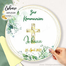 Tortenaufleger Eukalyptus Blätter Kreuz in Gold Kommunion Konfirmation Firmung