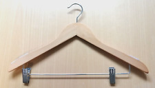 10-200x Kleiderbügel 44 cm Holzbügel Kleider-Rock-Hosenbügel mit Steg & Klammern
