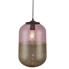 Brilliant Pendelleuchte Deckenlampe Angela Glas/Hellrosa Ø24cm 1 x E27 kürzbar