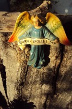 Antike Krippenfigur ENGEL Gemarkt GERMANY MH Gips 10 hoch 10,5 b.mit Aufhängung