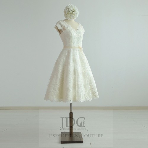 Knielanges spitze brautkleid - spitze,