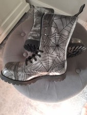 Boots & Braces Stiefel 10-Loch Spider Web gray Neu Punk Gothik