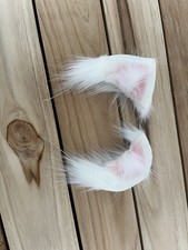 Haarreif mit Katzenohren Weiß/Pink Haarschmuck NEU und Ungetragen