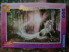 PUZZLE m. STERNENGLITZER (200 T) - STERNENSCHWEIF IM ZAUBERWALD EINHORN UNICORN