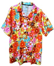 70er Jahre Buntes, Hippie, Herren Hemd Kurzarm  Gr. XL