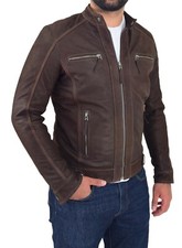 Herren Biker Lederjacke braun