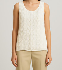 Burberry Weißes Plissiertes Armelloses Tanktop Seide US 6 UK 8 IT 4