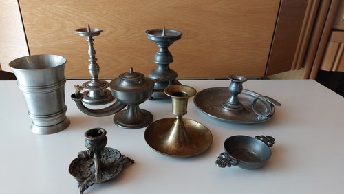 Konvolut zinn messing öllampe - konvolut,