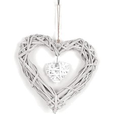 Herz Rattan Anhänger Wanddeko