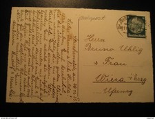 1933 Johstadt To Wiesa Bahnpost Train Cancel Streckewalde Third Reich GERMANY Po