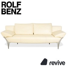 Rolf Benz 1600 Leder Dreisitzer Creme Eierschale Beige manuelle Funktion Sofa