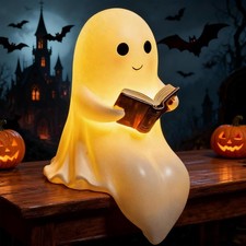 Halloween Deko Geisterlampe,Niedliche Geister Leselampe,3D LED Geist Lampe