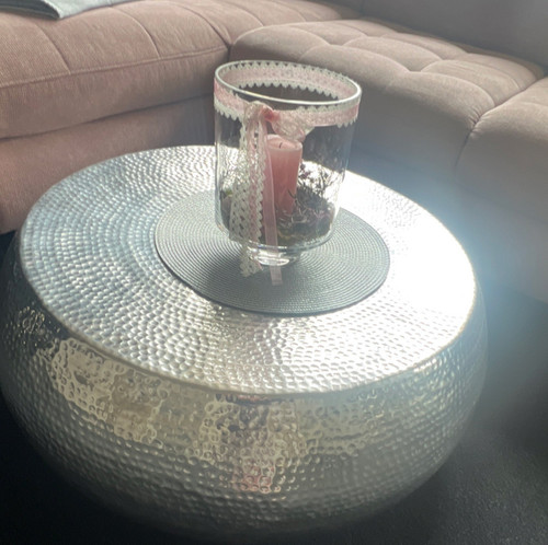 Couchtisch metall silber rund - metall,