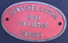 Builders plate, Fabrikschild Henschel&Sohn Cassel 1921, 38 3251, cast iron