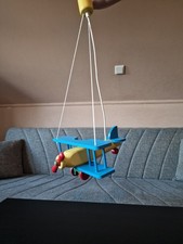 Hängende Flugzeug-Deckenleuchte Leuchter Kinderzimmer Lampe Holzflugzeug