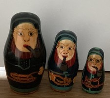 Schöne Matrosen-Matrjoschka! Matroschka! Babuschka! 3 Holz-Puppen. HANDGEMALT!