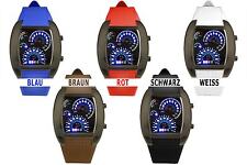 Leuchtende LED-Uhr mit Tacho Racing Armanduhr Herren Damen  Kinder Gadget licht