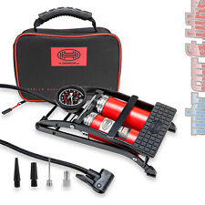 2-Zylinder Fußluftpumpe Manometer Heyner Premium Fußpumpe Luftpumpe 10 bar